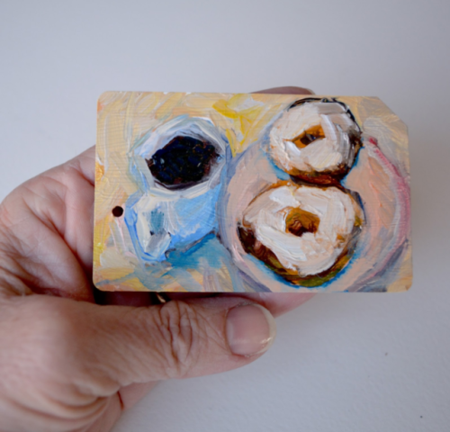  New York City Bagel No. 152.5" x 3" oil on Metro Card SOLDMore Metro Card paintings avail