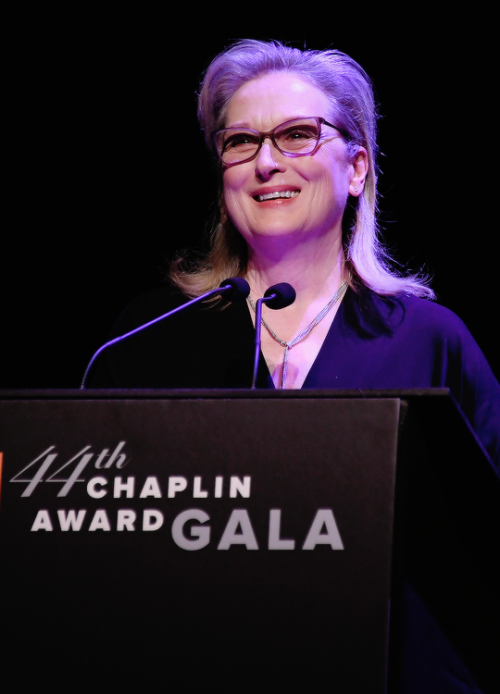 Meryl Streep speaks onstage during the 44th Chaplin Award Gala at David H. Koch Theater at Lincoln C