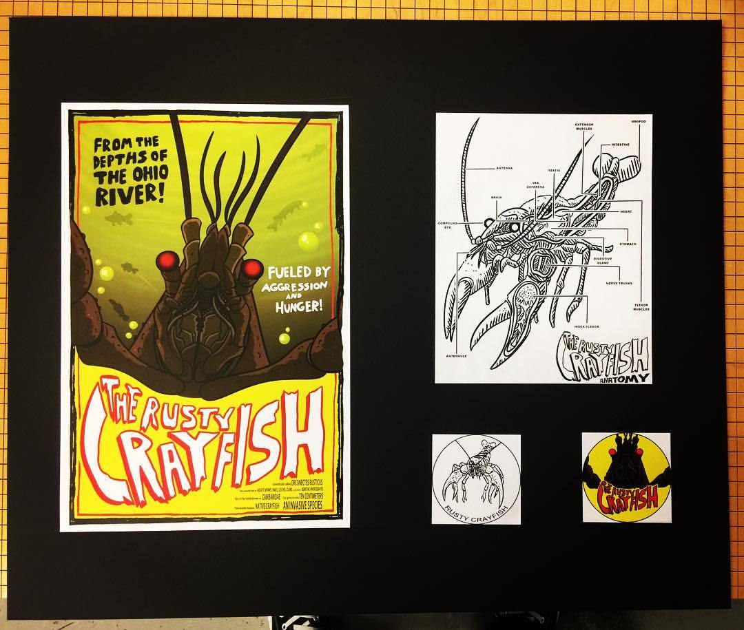 Finished my project on the rusty crayfish for Illustration Seminar! #greatlakes #rustycrayfish