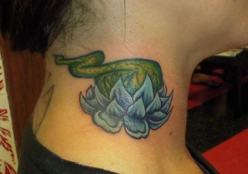 Custom lotus Neck Tattoo