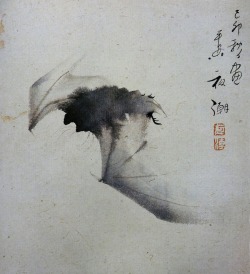 les-sources-du-nil:Yashô (1782-1825)“Bat in Flight” Ink on paper(Ashmolean Museum, Oxford. In Maurice Coyaud ‘L’Empire du regard’- Mille ans de peinture Japonaise’ Ed. Phebus, 1981) 