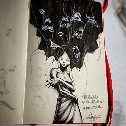 sixpenceee:  Mental illnesses or disorders sketched by Shawn Coss for Inktober. 