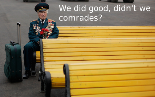 tiemposdeyuca:todeswalzer:World War II veteran from Belarus Konstantin Pronin, 86, sits on a bench a