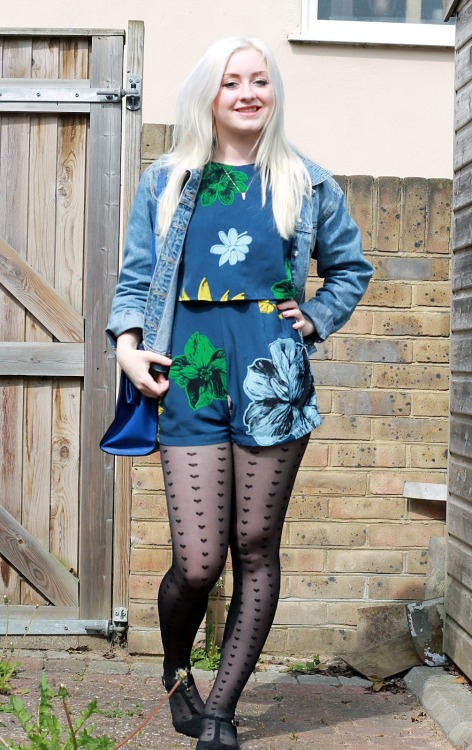 Fashionmylegs: Style Pick  How would you style this Playsuit? Jacket: Vintage Playsuit: Topshop