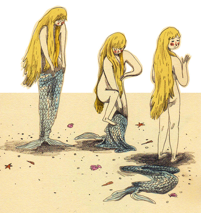brionysmithillustration:  Mermaid steps out of her tail 