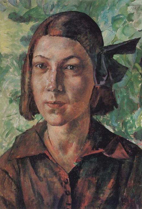 kuzma-petrov-vodkin: The girl in the garden, 1927, Kuzma Petrov-Vodkin