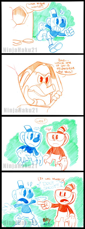 ninjahaku21art: Cuphead and Mugman play cops and Robbers…and well, these two can’t seem
