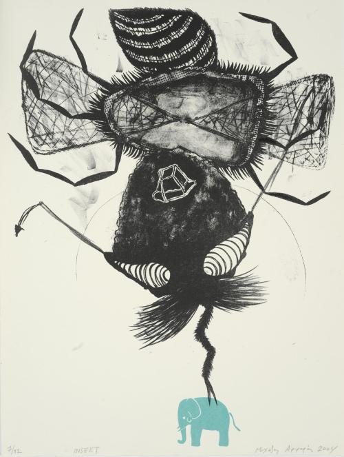 psikonauti:  Μιχάλης Αρφαράς (Michalis Arfaras) (Greek,b.1954) Έντομο (Insect), 2004Lithograph 