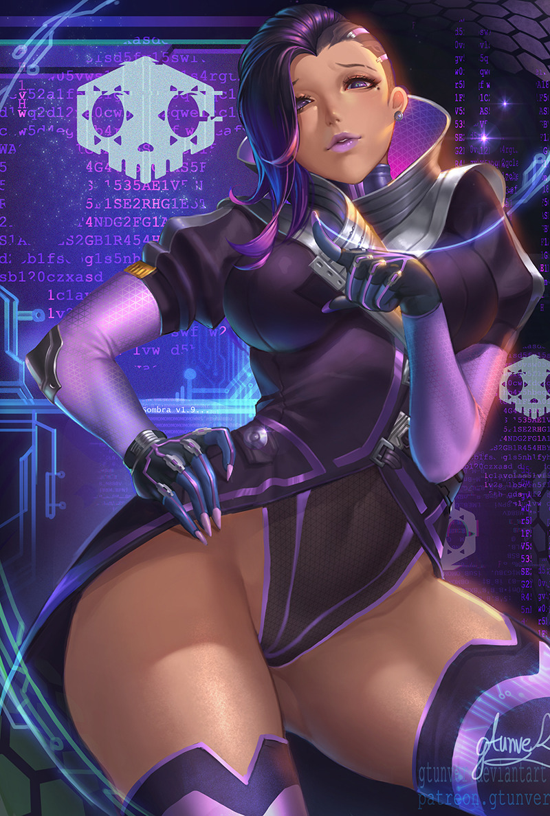 gtunver:  Overwatch_sombra   I am happy to draw her . I learn new skill to draw skin!!Nsfw