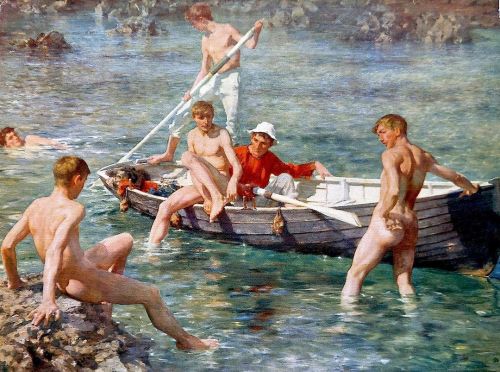 designedfordesire:  Ruby, Gold and Malachite (c.1912), Henry Scott Tuke (1858-1929)antonio-m (via trythisfornow)