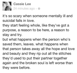 diagnosticate:  diagnosticate:  the-hurt-and-forgotten:  fireflyguts:  take-destroy:  jacoblasher:  cutmeopen-letmebleed:  sicklysane:   nothing scares me more than this.   Been there done that. I’m worse than ever and don’t know what to do.  I love