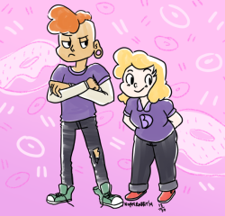 nopalrabbit:   12/30 “Lars or Sadie (or Lars and Sadie)”  the sketch was cute and then i ruined it with color. donut children here to bring you comedic relief and sometimes horrible flashbacks of being a teen.