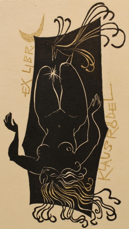 Klaus Rödel bookplate. Artist: Ladislav Rusek. A contemporary Czech printmaker and painter, Ladisl