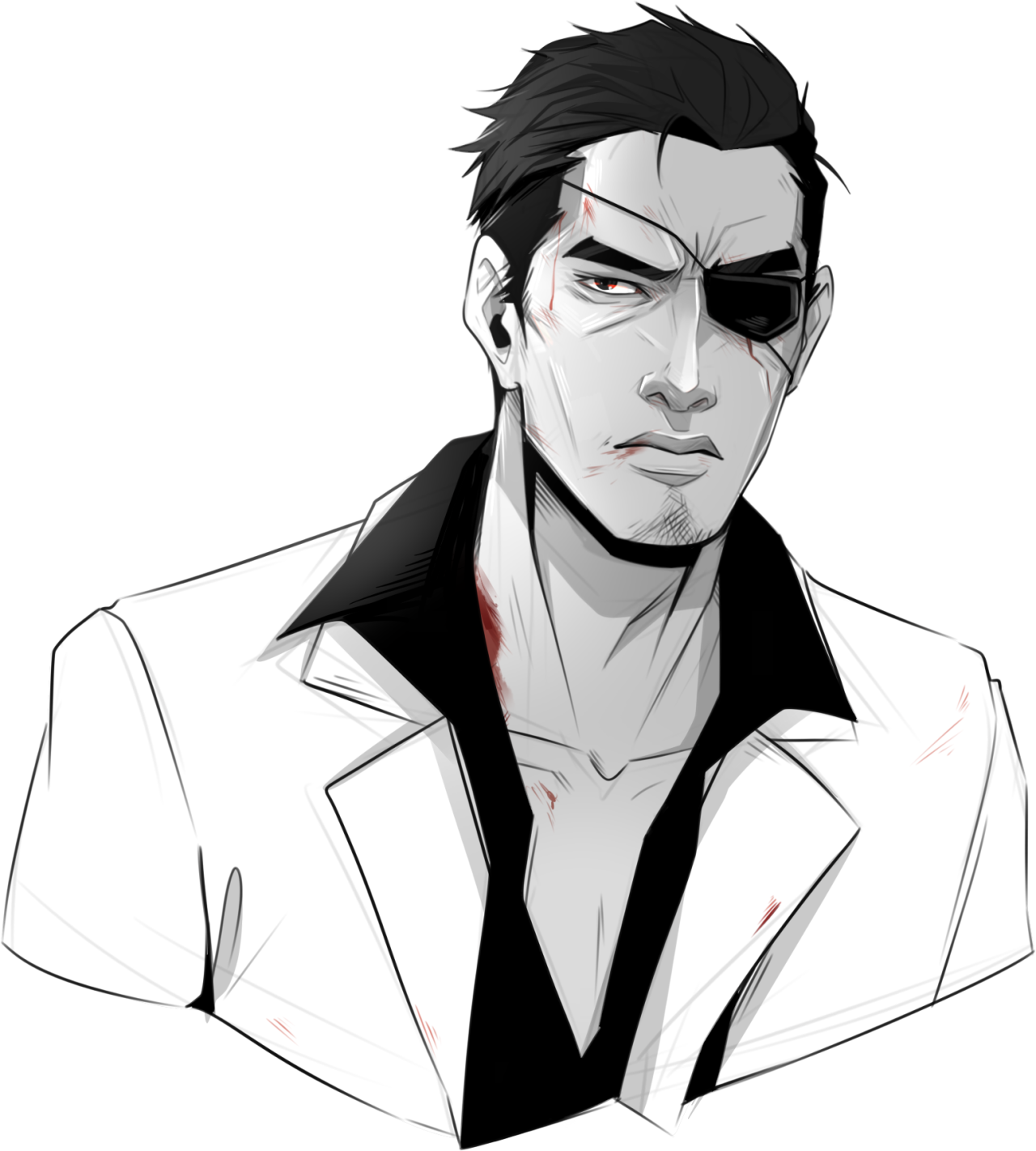 saltandbees:WOKE UP TO THE GREATEST CHRISTMAS GIFT POSSIBLE FROM MY BFF @istehlurvz !!!!!She drew Kiryu from my fic and him lookin so fine 😭💕 so go follow Sam and go read my fic and be destroyed with emotions by this fucking amazing art akpfpfpfpfffpo