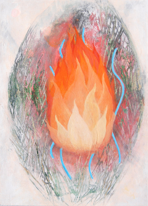 lindalauber: FIRE2021, acrylic on wood, 18x13cm