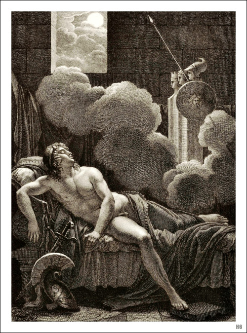 hadrian6:  The Dreams of Aeneas. 1829. illustration from Virgil’s Aeneid. Anne Louis Girodet de Roussy Trioson. French 1767-1824. engraving. http://hadrian6.tumblr.com