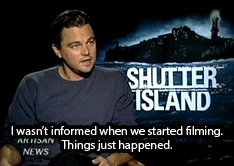 leonardoingthings:  Leonardo Dicaprio on the incident of him attacking Mark Ruffalo on the set of Shutter Island (2010) [We missed our 400 follower mark by just the skin of our noses by about say…99 followers? We’re sorry, but enjoy this wonderful