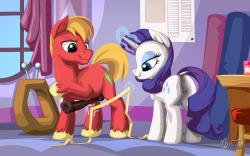 omgfurryponies:As part of a commission, there are now two NSFW sequel pictures of that old, old picture of rarity measuring Big Mac. Here’s one of them. Wanna see the other one? Well, you have one more day: http://patreon.com/mysticbetaX3