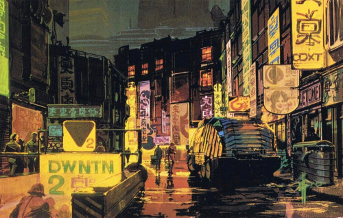 humanoidhistory:Blade Runner concept art by Syd Mead, featured in Starlog, May 1982.