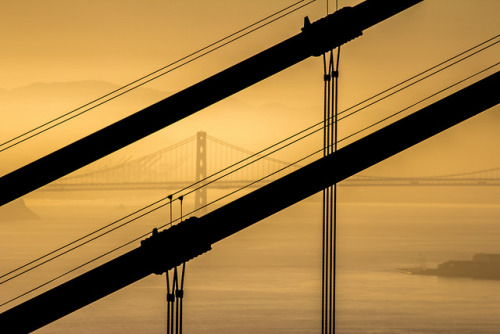 s-h-e-e-r: Bay Bridge looking through Golden Gate by andryn2006 on Flickr.