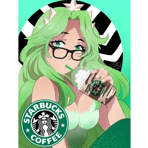 Starbucks ☕️ #fastfoodwaifus #starbucksgijinka #starbucks #illustration #drawing #wacom #anime #waif