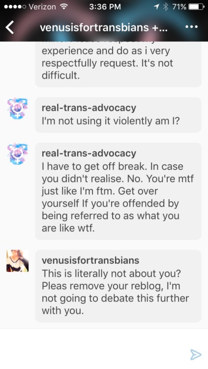 venusisfortransbians: ATTN TRANS WOMEN: Please be aware of “@real//trans//advocacy”