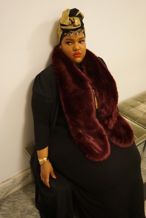 lvernon20:  Just chillin with a beat face and faux fur. 💋💋💋  Yall check out my fat fashion shenanigans on Instagram @ Lvernon2000   Www.beautyandthemuse.net   God damn stunning