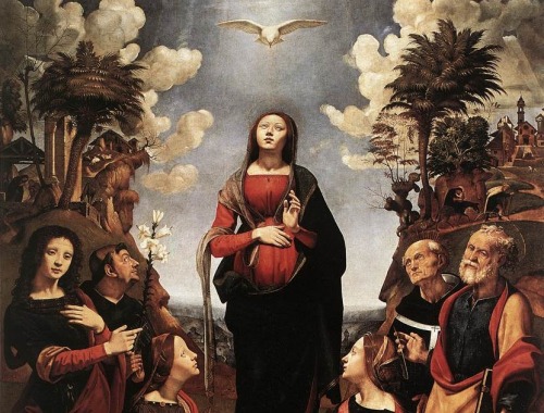 cappellapaolina: The İncarnation of Jesus and Six Saints , ca. 1500-1505 Piero di Cosimo , 1462