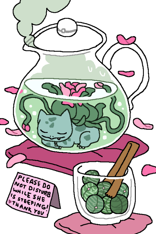 thisisalsoyou:“Bulbasaur Flowers Tea” for Maggie, done as part of my birthday ko-fi comm