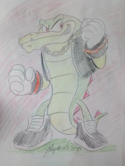 felipeyuski:  I hope to don’t fail Sketchtember this year.  Day 1 - Vector the Crocodile (Sonic Boom version)