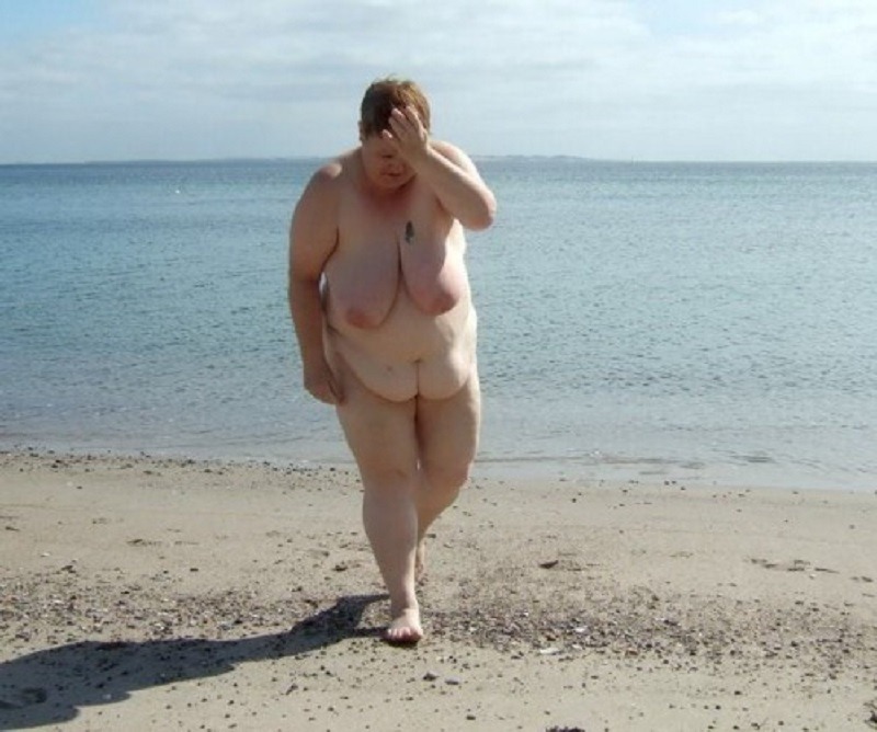 Wow&hellip;this fat naked and yes&hellip;SEXY beach granny is out for a stroll