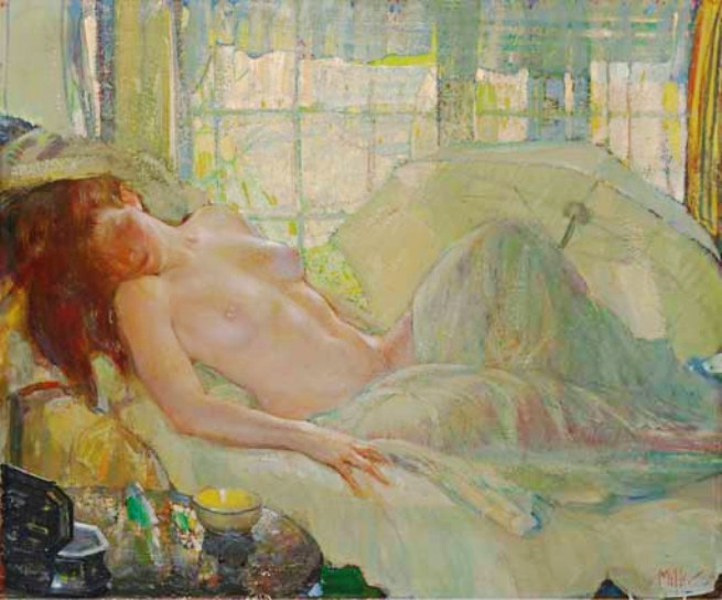 artbeautypaintings:Woman with umbrella - Richard Emil Miller