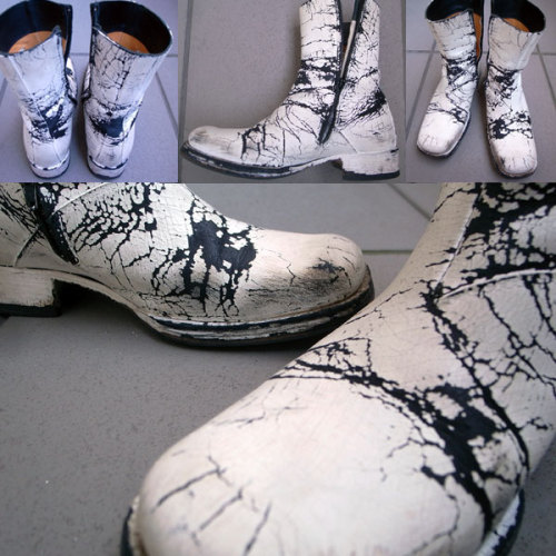 lacollectionneuse:MaisonMartinMargielaペンキブーツマルタンマルジェラジャーマンartisanal work boots painted white (eu 40)