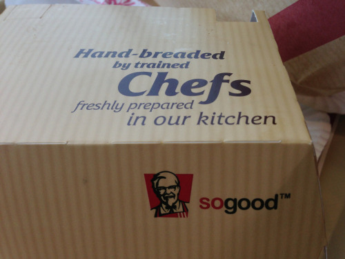 This doesn’t have quite the effect on me that KFC intended. It doesn’t make me marvel at the company’s honourable commitment to haute cuisine. Mostly, it makes me think they haven’t made a machine for breading chicken breasts yet.
It also makes me...