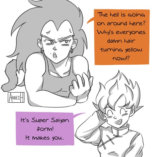 And so continues the Adventures of fem Raditz and Goten.Super Saiyan - part 1 & 2https://twitter