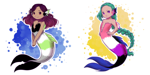 amaranthia-draws:I just wanted a post that collected all of my little pride mermaids at once. They