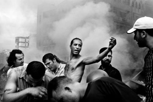 joeinct:  Civilians sift through the rubble looking for survivors following an Israeli air raid, Beirut, Photo by Paolo Pellegrin, 2006