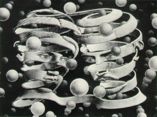 atavus:

M.C. Escher - Bond of Union, 1956 