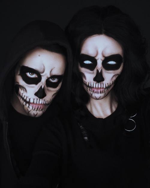 Scary, spooky skeletons our simple skull makeup because we really didn’t do anything this year and 