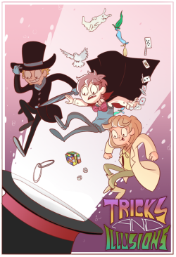 spatziline: sparktwins:   Tricks and Illusions   Tricks and Illusions is a webcomic created by @spatziline and @moringmark about Vincent Linman, a magician apprentice who will need to learn all the magic tricks with the help of his assistant and friends