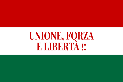 Flag of the italian unification organization &ldquo;Giovine Italia&rdquo; (Young Italy). fro