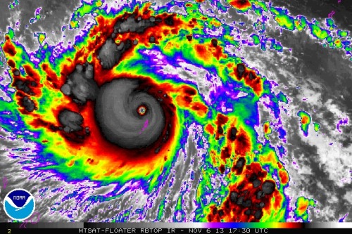 This is a chilling picture: the second super typhoon in the western Pacific in 2 months. Super Typho