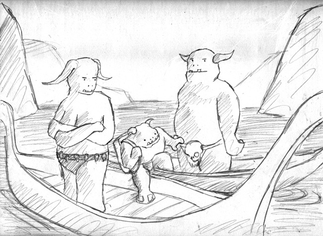 Grendel, Grendel’s Mother and Grendel’s Father in the Every Fourth Weekend Mid-Fjord Dropoff.
One of the more awkward examples of old Anglo-Saxon literature. Also referred to as the Epic of Smæll Tälk.