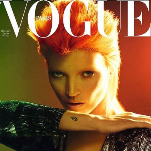 May David Bowie music and fashion icon rest in peace. Here model Kate Moss paid homage to Bowie on t