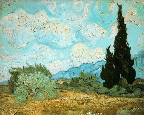 goodreadss:Wheat Field with Cypresses, 1889 Vincent van Gogh