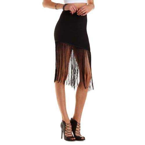 hipster-miniskirts: Asymmetrical Fringe Skirt