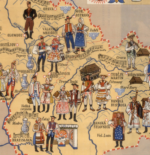 Look at this beauty! This Folklore Map of Czechoslovakia was published by the 1948 Ministry of Infor