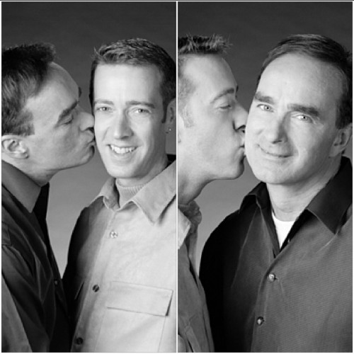My husband and I on our 9th anniversary. We’ve been together for 23 years #twomenkissing