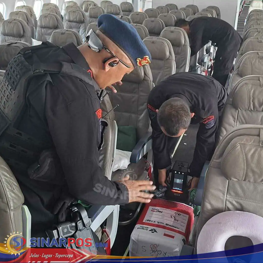 Satbrimob Polda Sumut Berhasil Tangani Ancaman Bom Pesawat Saudi Airlines SV5688 di Bandara Kualanamu