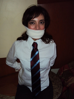 nowheretohide14:  I have a certain fetish of pretty business girls bound and gagged wearing ties. I don’t care what kind of gag it is, as long as they are wearing ties.